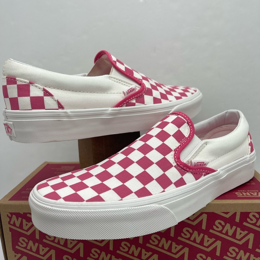 Vans Pink and White Checkered Slip-On Sneakers - Picture 11 of 16